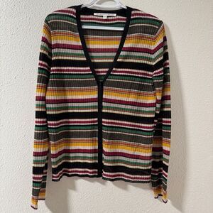 Veronica Beard Keke striped long sleeve top/cardigan size large